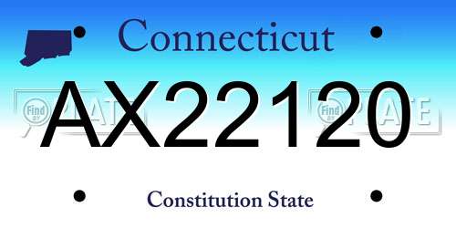 AX22120 Connecticut License Plate