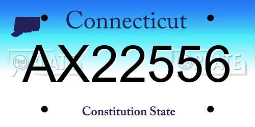 AX22556 Connecticut License Plate
