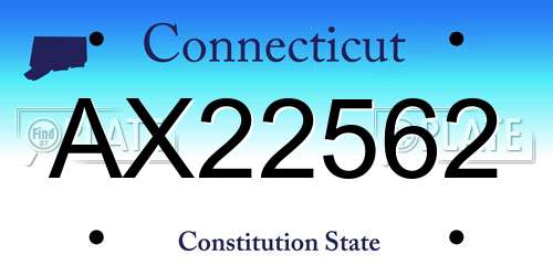 AX22562 Connecticut License Plate