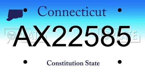 AX22585 Connecticut License Plate