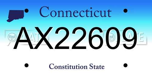AX22609 Connecticut License Plate