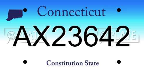AX23642 Connecticut License Plate