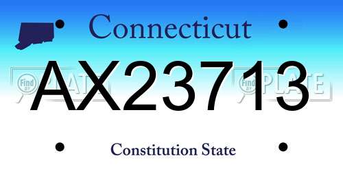AX23713 Connecticut License Plate