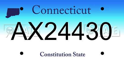 AX24430 Connecticut License Plate