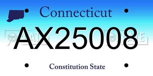 AX25008 Connecticut License Plate