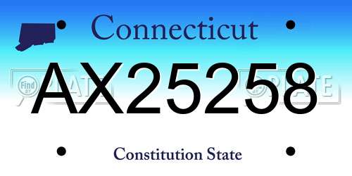 AX25258 Connecticut License Plate