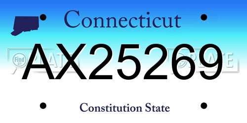 AX25269 Connecticut License Plate