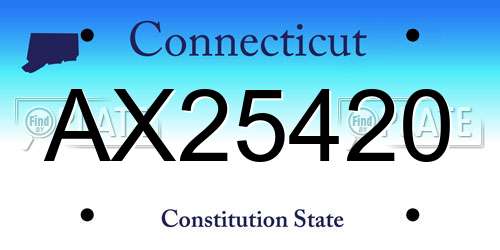 AX25420 Connecticut License Plate
