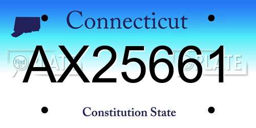 AX25661 Connecticut License Plate