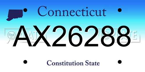 AX26288 Connecticut License Plate