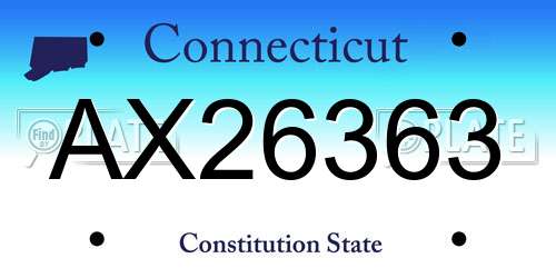 AX26363 Connecticut License Plate