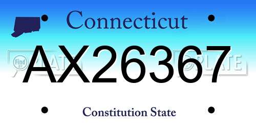 AX26367 Connecticut License Plate
