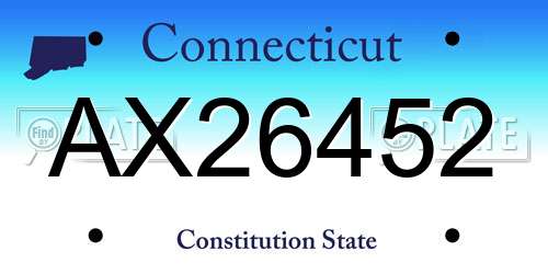 AX26452 Connecticut License Plate
