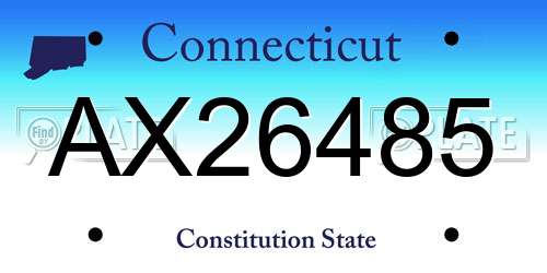 AX26485 Connecticut License Plate