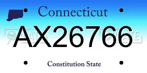 AX26766 Connecticut License Plate