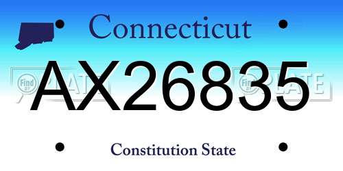 AX26835 Connecticut License Plate