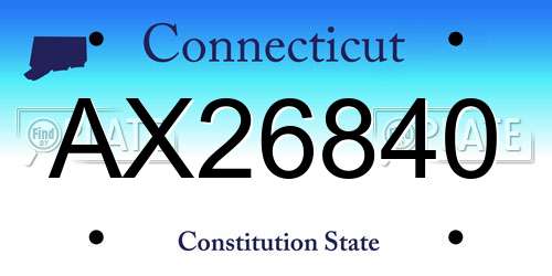 AX26840 Connecticut License Plate