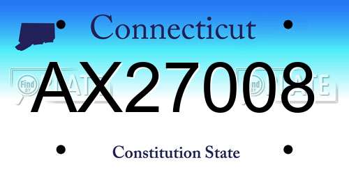 AX27008 Connecticut License Plate