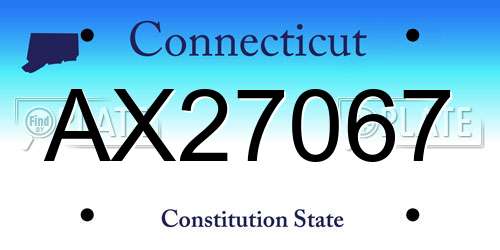 AX27067 Connecticut License Plate