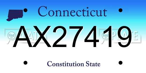 AX27419 Connecticut License Plate