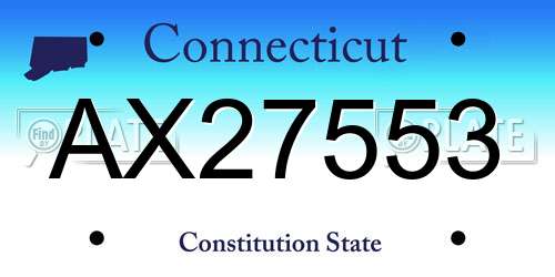 AX27553 Connecticut License Plate