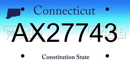 AX27743 Connecticut License Plate