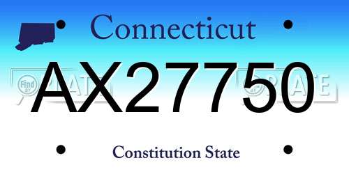 AX27750 Connecticut License Plate