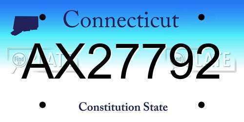 AX27792 Connecticut License Plate