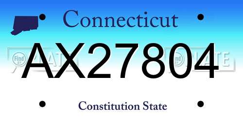AX27804 Connecticut License Plate