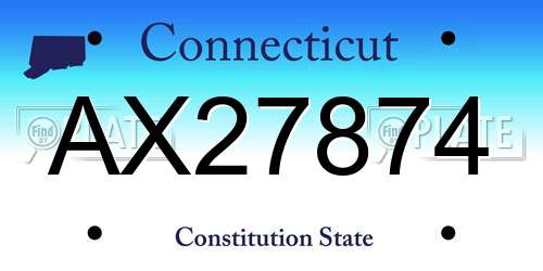 AX27874 Connecticut License Plate