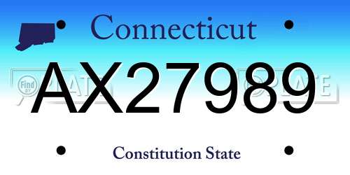 AX27989 Connecticut License Plate