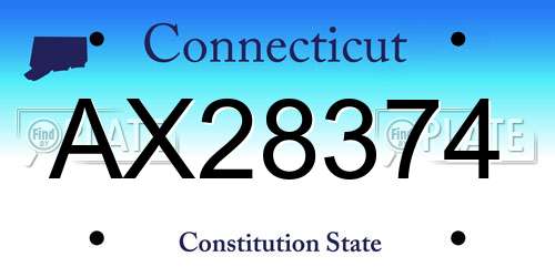 AX28374 Connecticut License Plate