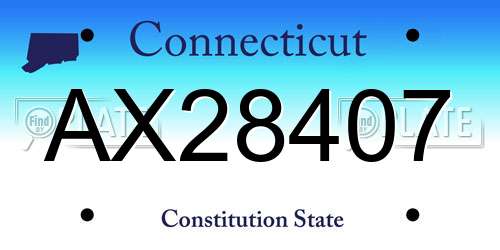 AX28407 Connecticut License Plate