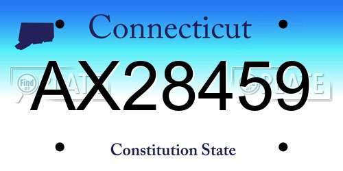 AX28459 Connecticut License Plate
