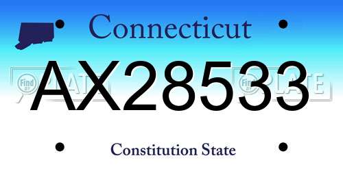AX28533 Connecticut License Plate