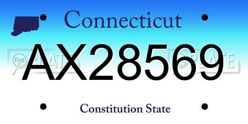 AX28569 Connecticut License Plate