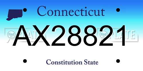 AX28821 Connecticut License Plate
