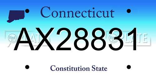 AX28831 Connecticut License Plate