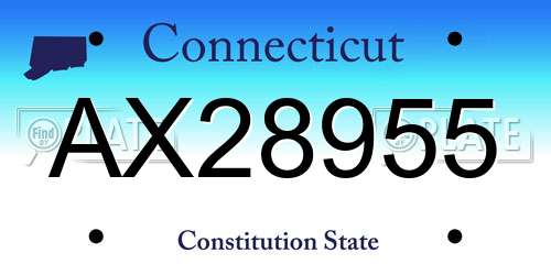 AX28955 Connecticut License Plate