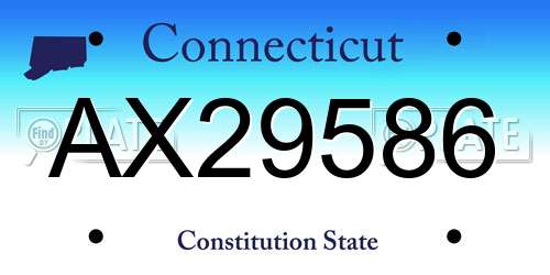 AX29586 Connecticut License Plate