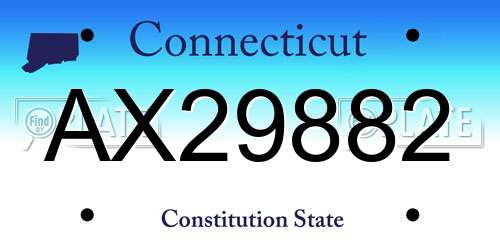 AX29882 Connecticut License Plate