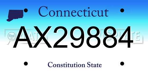 AX29884 Connecticut License Plate