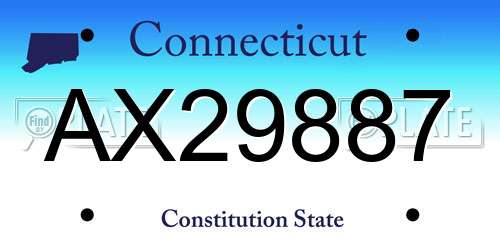 AX29887 Connecticut License Plate