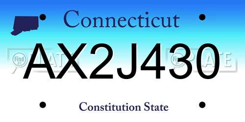 AX2J430 Connecticut License Plate