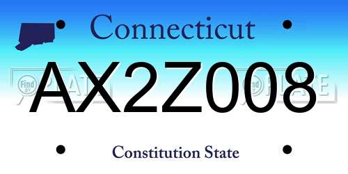 AX2Z008 Connecticut License Plate