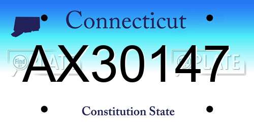 AX30147 Connecticut License Plate