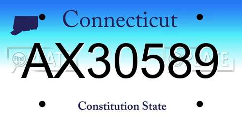 AX30589 Connecticut License Plate
