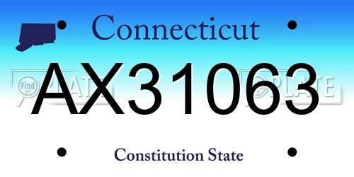 AX31063 Connecticut License Plate