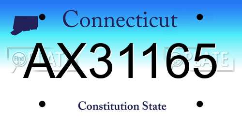 AX31165 Connecticut License Plate