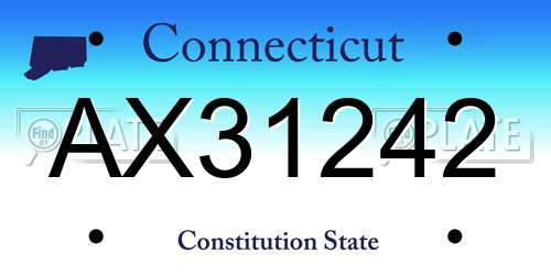 AX31242 Connecticut License Plate